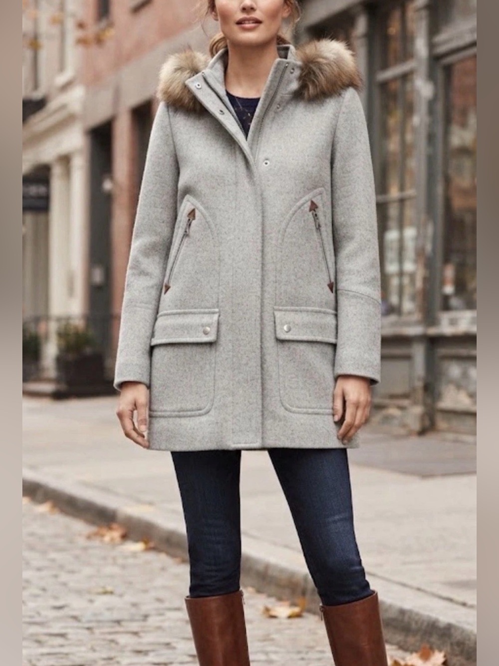 J.Crew Vail Parka Gray Wool Blend Hooded Coat XL
